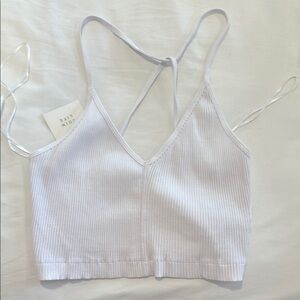 NWOT Zara White Ribbed Strappy Crop Top